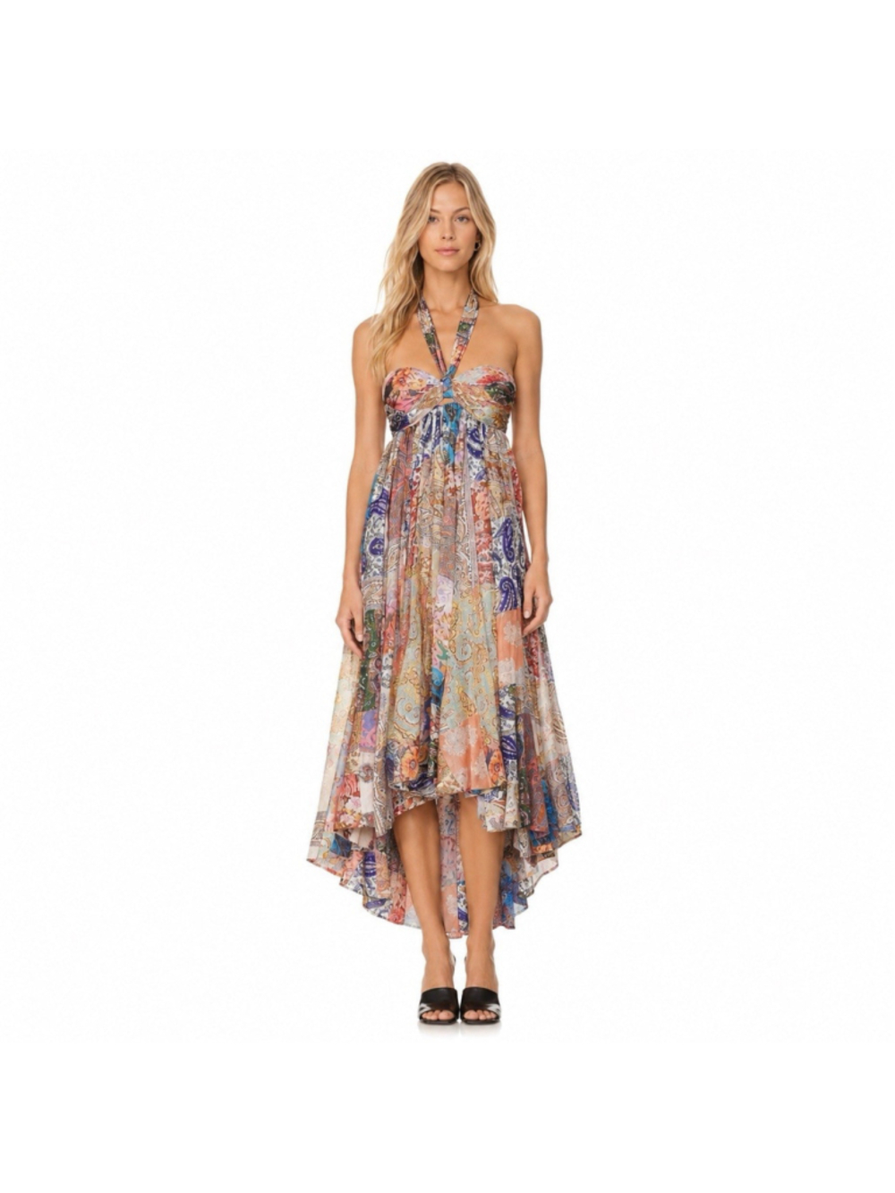 NWT ZIMMERMANN Devi 100% Silk Patch Paisley Halter High Low Dress Size:2 (US:8)